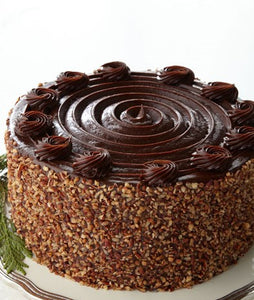 Chocolate Ganache Layered Cake with Pecans